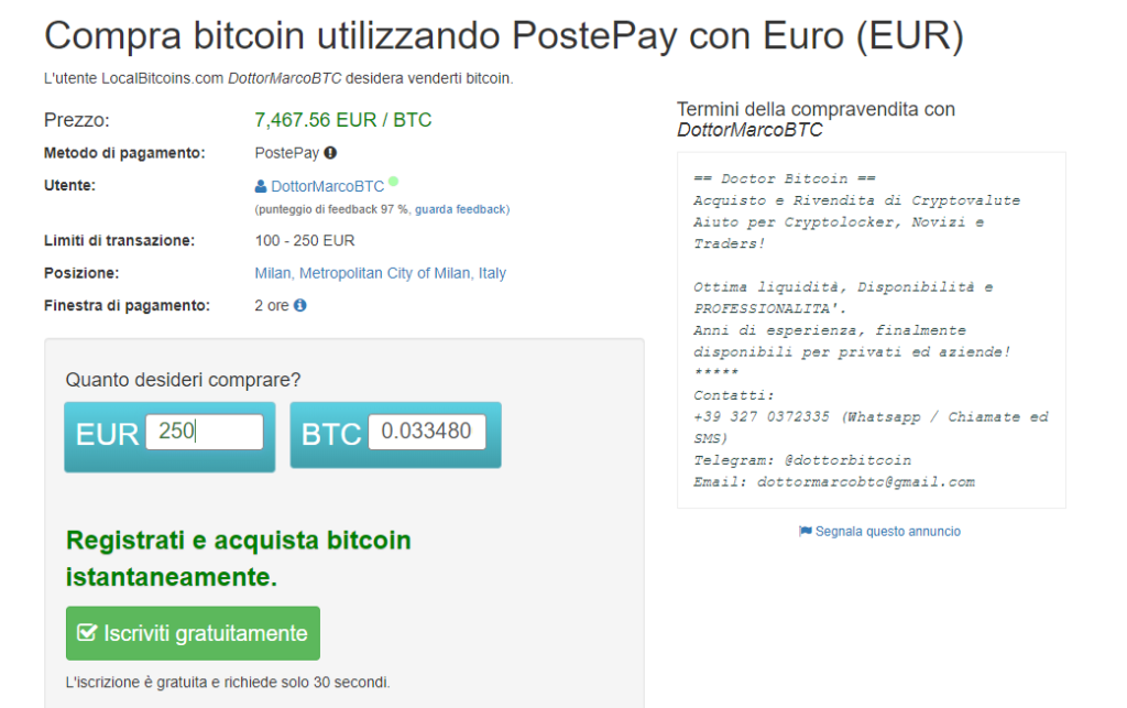 comprare bitcoin per euro