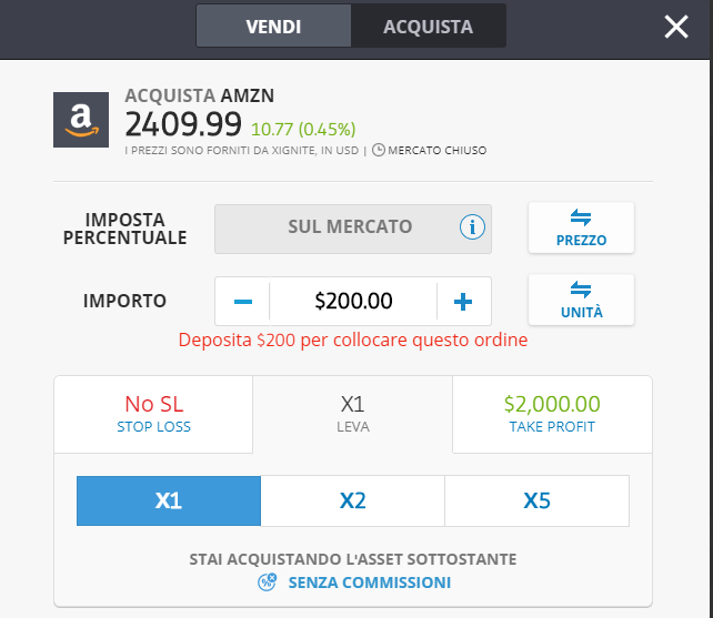 Come investire 200 euro su Amazon: consigli e procedimento - etoro amazon