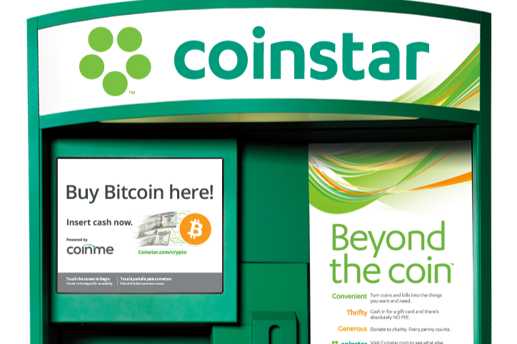 Coinstar pianifica una massiccia espansione degli sportelli automatici Bitcoin dopo i recenti picchi di utilizzo del 40% - Coinstar Kiosk Front Coinme copy 1