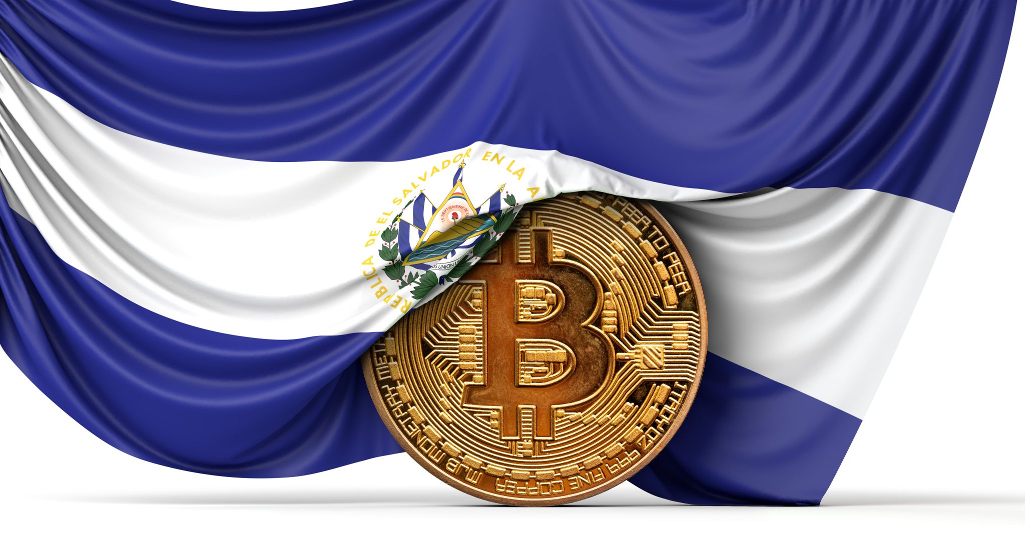 El Salvador compra bitcoin mentre i prezzi sono in calo - el salvador flag draped over a bitcoin cryptocurrency coin 3d rendering stockpack deposit photos scaled 1